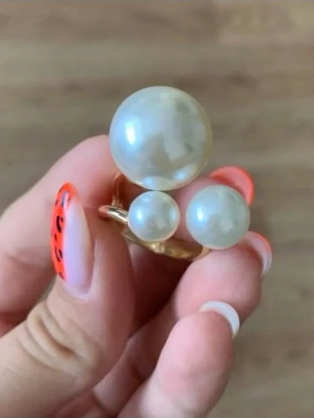 ✨3for$38  New Faux Pearl Trio Adjustable Statement Ring Pearl Illusion Cuff Ring